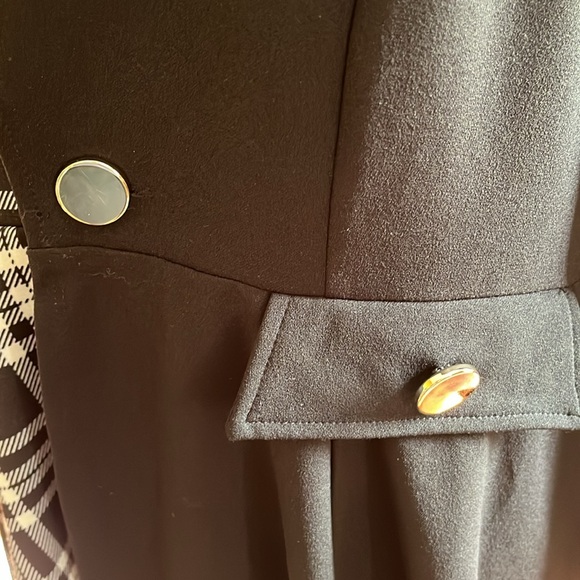 A’jumma Black, white & Black Plaid high low Single button Blazer w/lapel Size 1X - Picture 7 of 11